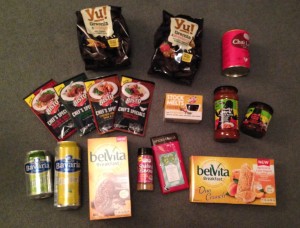 The contents of the Degustabox December 2013