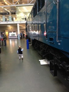 Small boy, big train.