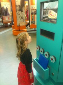 Evie really enjoyed watching the films about the railways on this visit.